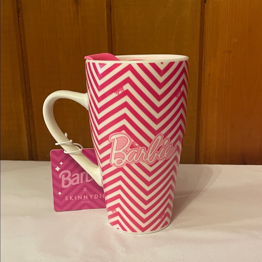 Barbie Pink Chevron Travel Mug